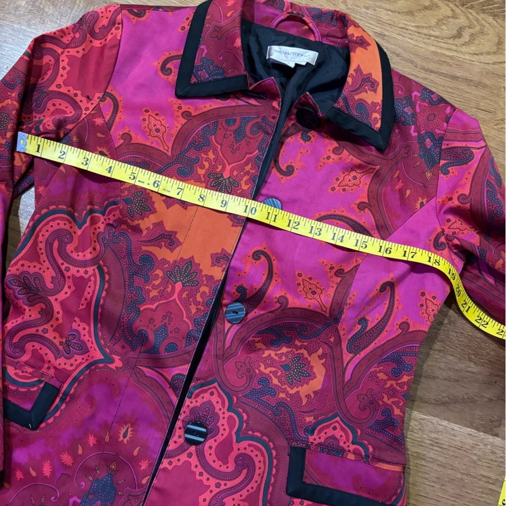 Transitions Paisley Jacket Women’s Sm– Magenta Orange Retro Y2K Statement Coat - Picture 9 of 9